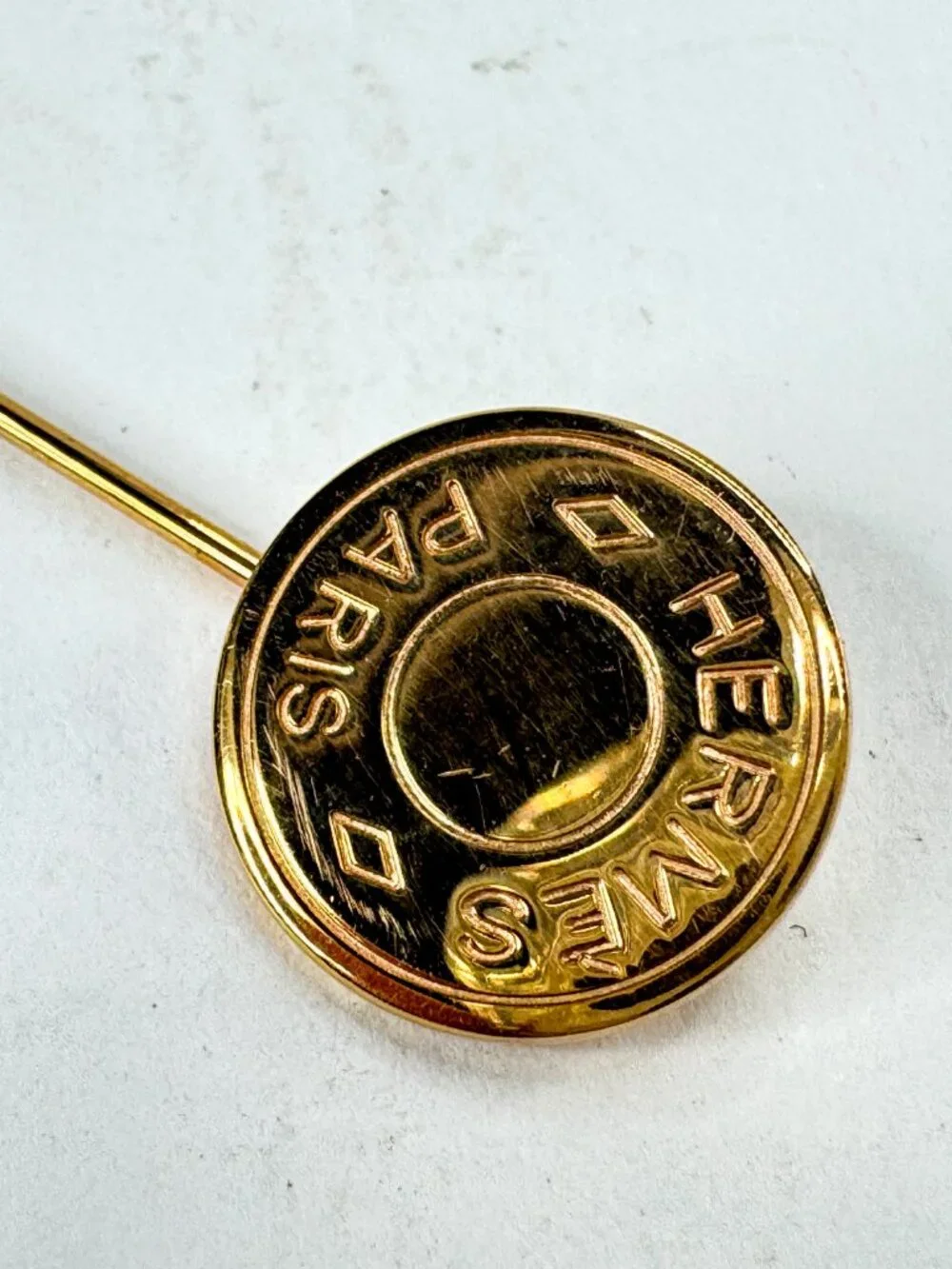 Vintage Hermès Paris Sellier Gold-Tone Stick Pin Bijouterie Fantaisie GS865